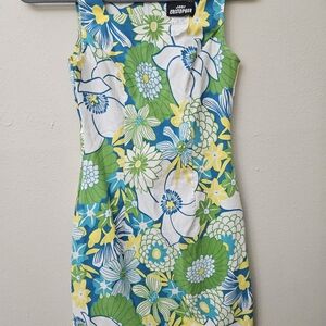 Jodi Kristopher Vibrant Floral Mini Dress - Green, Blue, Yellow